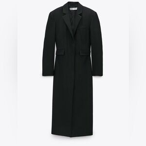 ZARA Black Tailored Blazer Dress - Size XS - Quiet Luxury Longline Coat